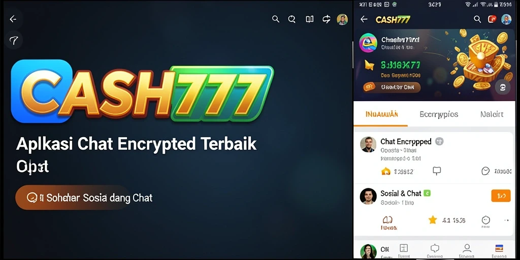 Antarmuka pengguna CASH777 dengan fitur chat yang aman dan enkripsi.