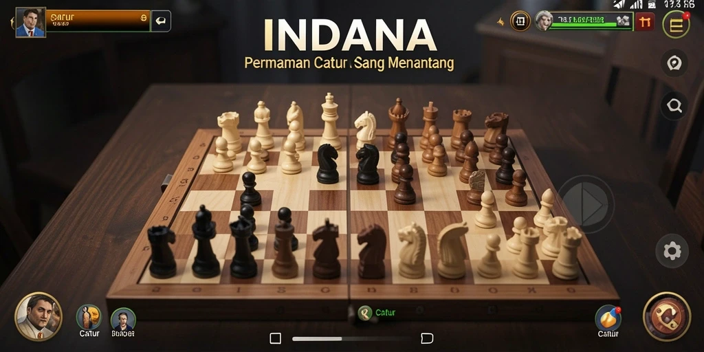 Screenshot utama INDAAA menampilkan antarmuka permainan Catur yang menarik.