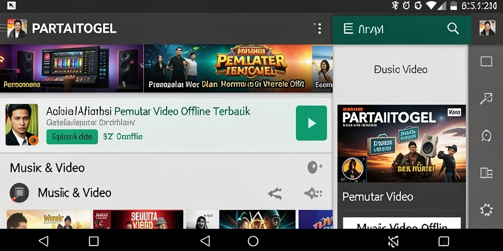 Tampilan antarmuka aplikasi PARTAITOGEL yang user-friendly saat memutar video offline.