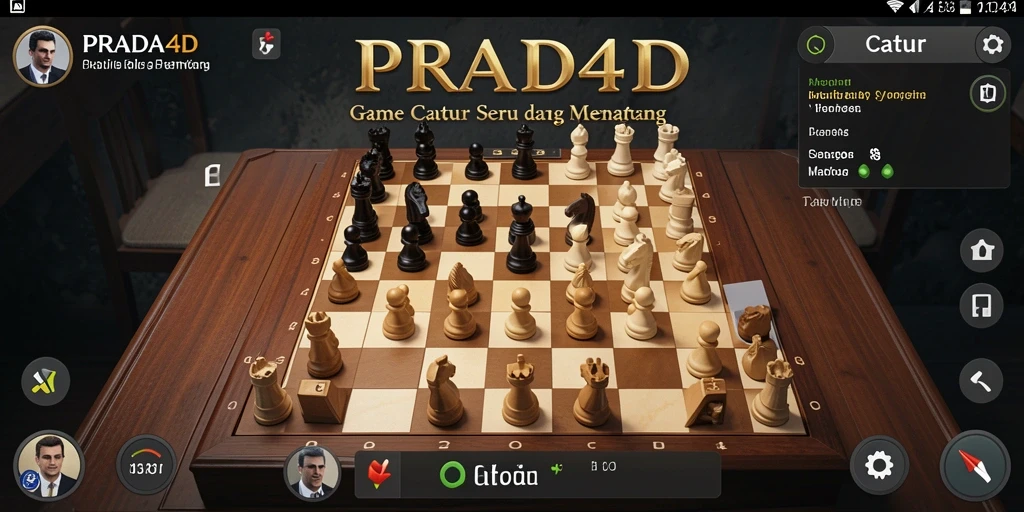 Antarmuka menarik game Catur PRADA4D dengan fitur lengkap.