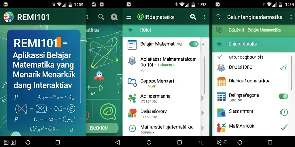 Antarmuka aplikasi Belajar Matematika yang user-friendly dan interaktif.