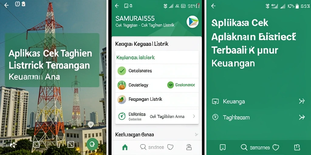 Antarmuka utama SAMURAI555 menampilkan informasi tagihan listrik dan riwayat pembayaran.