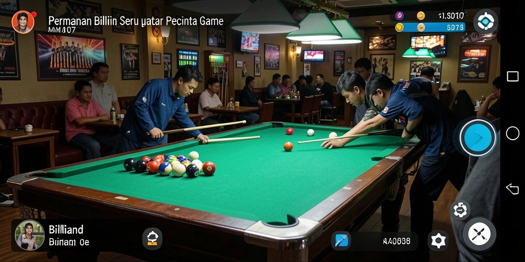 Tampilan antarmuka SD107 yang menarik saat bermain billiard.