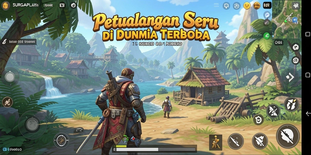 Tampilan dunia terbuka SURGAPLAY yang memukau dan mendetail.
